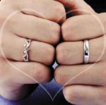 কোডঃ FR12; Silver Plated Couple Finger Ring - Image 2